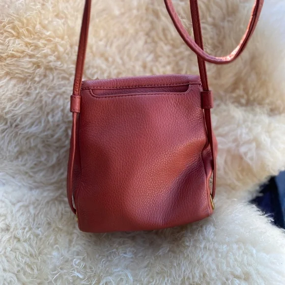 HOBO mini backpack crossbody shoulder bag rust leather gold accent - Picture 3 of 7